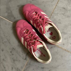 Adidas Pink Sneakers with Cream Accents Big Girl size 7